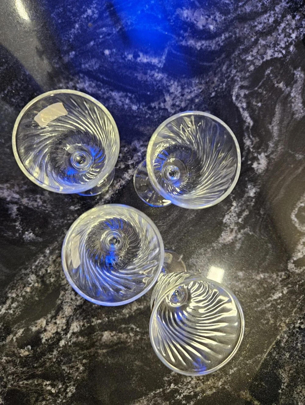 Vintage Luminarc Clear Swirl Cordial Glasses Verrerie d'Arques France - Set of 4